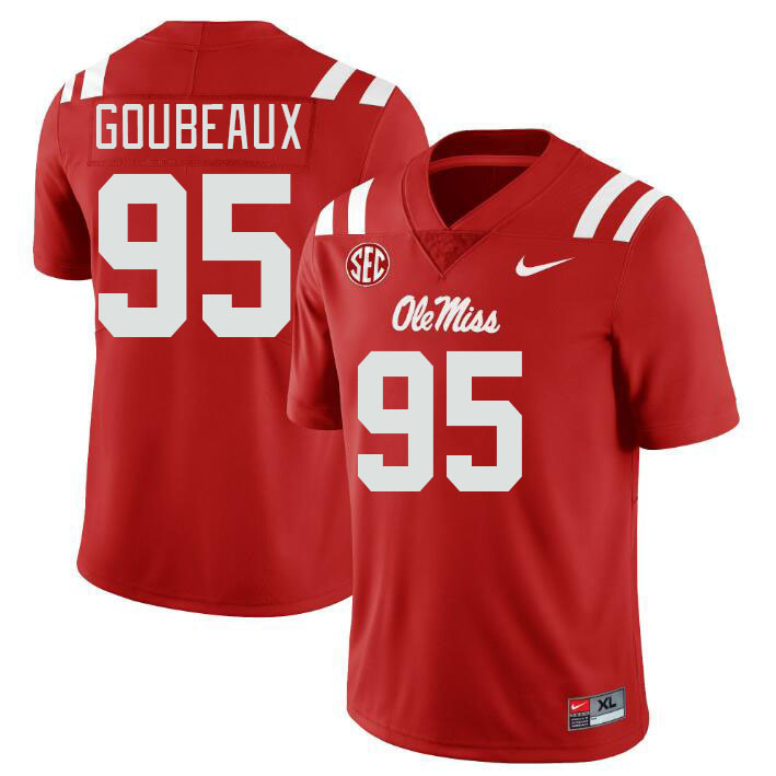 Men #95 Ben Goubeaux Ole Miss Rebels College Football Jerseys Stitched Sale-Red